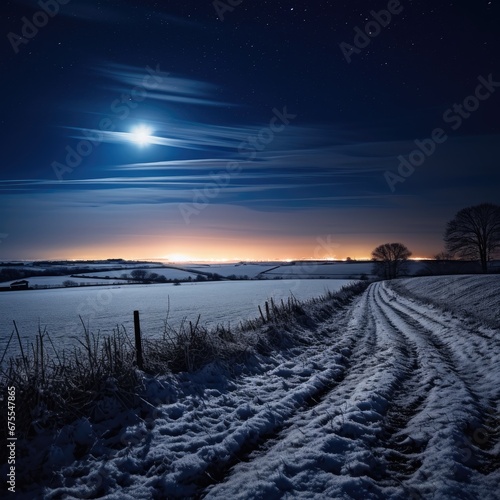 Winter landscape in the night