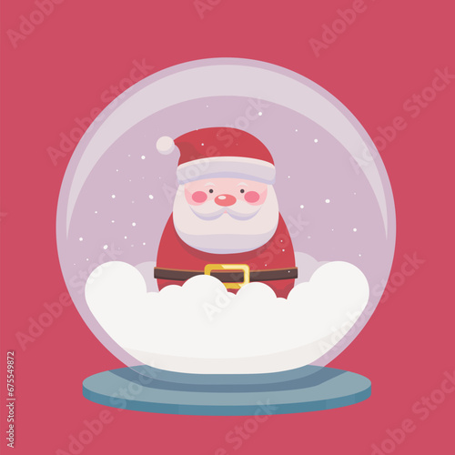 Wallpaper Mural Magical Holiday Illustration: A Glass Snow Globe on a Vibrant Red Backdrop, Housing Santa Claus Surrounded by Glistening Snowflakes. Perfect for Spreading Festive Cheer in Your Designs Torontodigital.ca