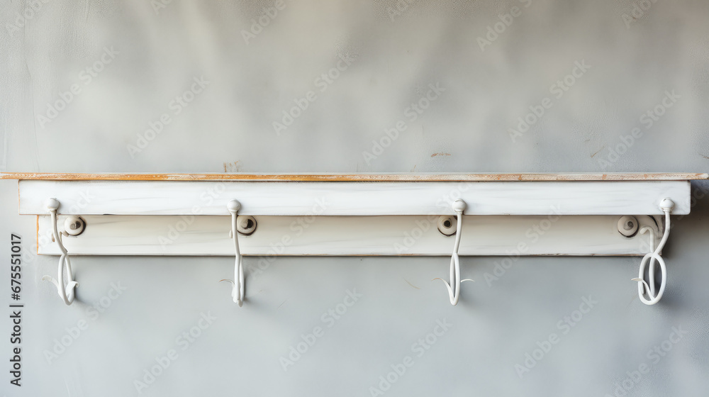 Wall nailed shelf in apartment interior, copy space. Convenient storage, shelf for housewares and decor. Minimal style. Wall nailed shelf in apartment interior, copy space. Convenient storage, shelf for housewares and decor. Minimal style.