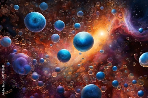 A sea of vibrant, swirling bubbles in a cosmic dance 