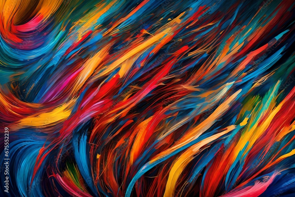 Abstract paint strokes in a vivid symphony of colors 