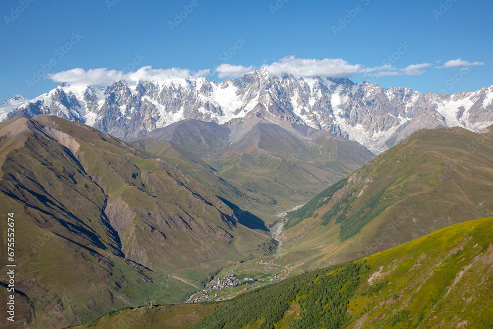 Caucasus mountain range in Georgia. Mountain landscape