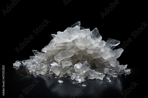 Big crystals of pure methamphetamine on black surface