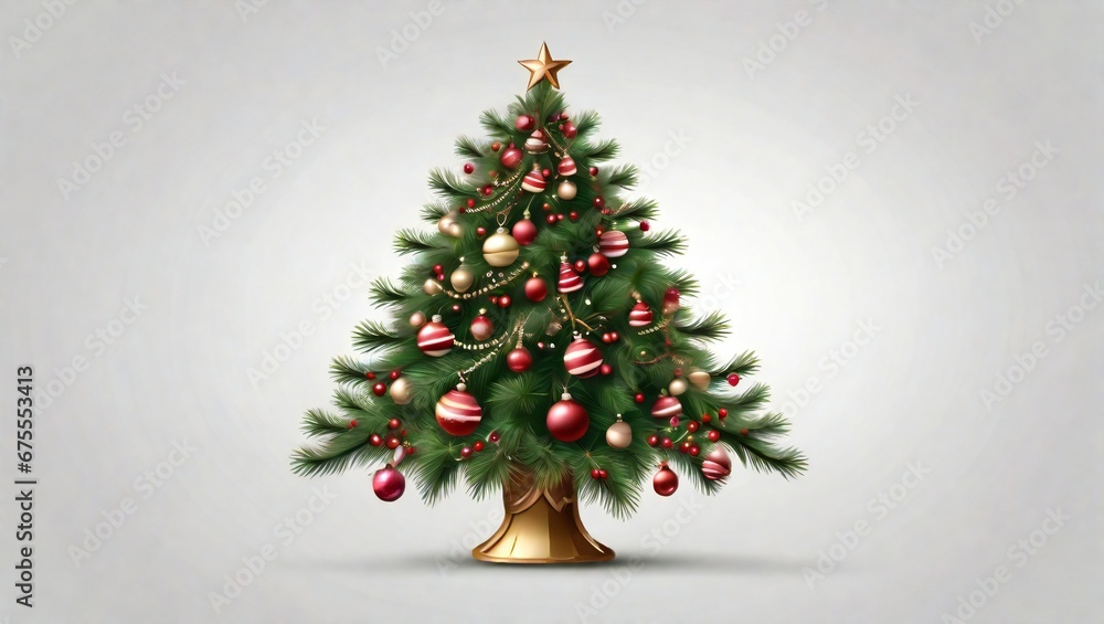 Christmas tree isolated on white background. Perfect for festive greetings and designs Christmas tree isolated on white background. Perfect for festive greetings and designs
