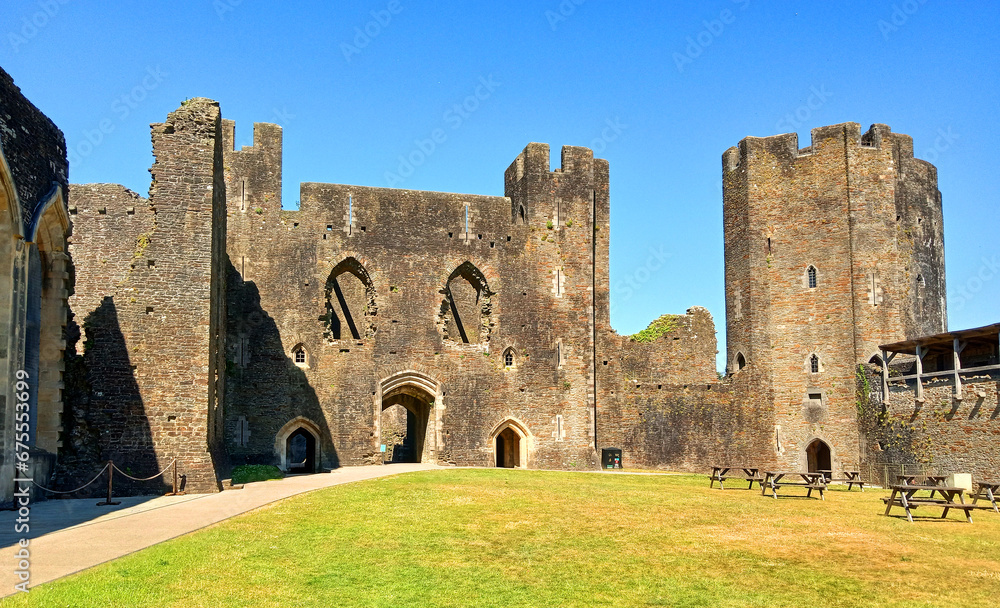 CAERPHILLY CASTLE SOUTH WALES UNITED KINGDOM 6 19 2023: Caerphilly Castle (Welsh: Castell Caerffili) is a medieval fortification in Caerphilly in South Wales.