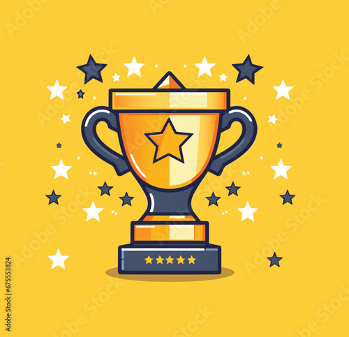 Best champions cup cartoon trophy vector. Champion cup winner trophy award