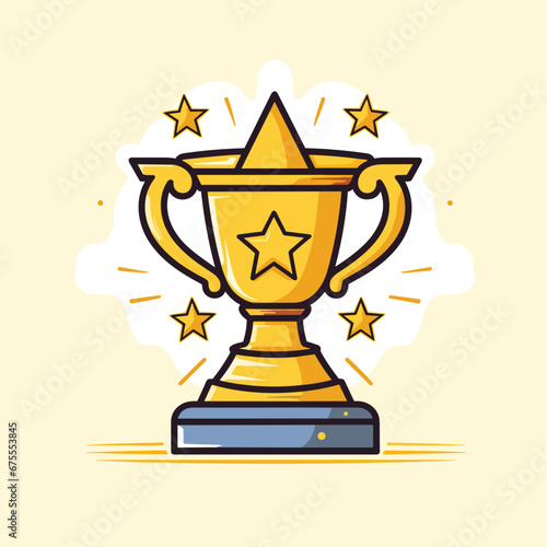 Best champions cup cartoon trophy vector. Champion cup winner trophy award