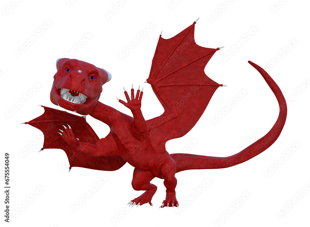 Illustration of a red leathery skinned dragon with claws up looking forward with open mouth isolated on a white background. Illustration of a red leathery skinned dragon with claws up looking forward with open mouth isolated on a white background.