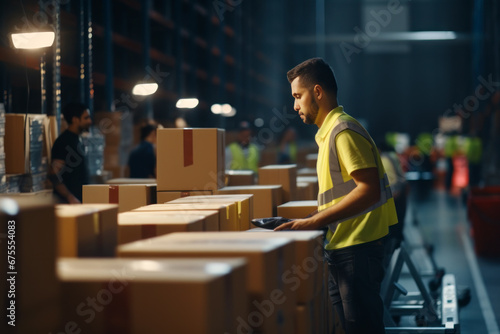 Courier works in a parcel sorting office © Proxima Studio