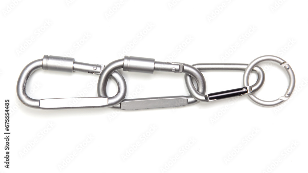united grey climbing carabiner on a white background united grey climbing carabiner on a white background