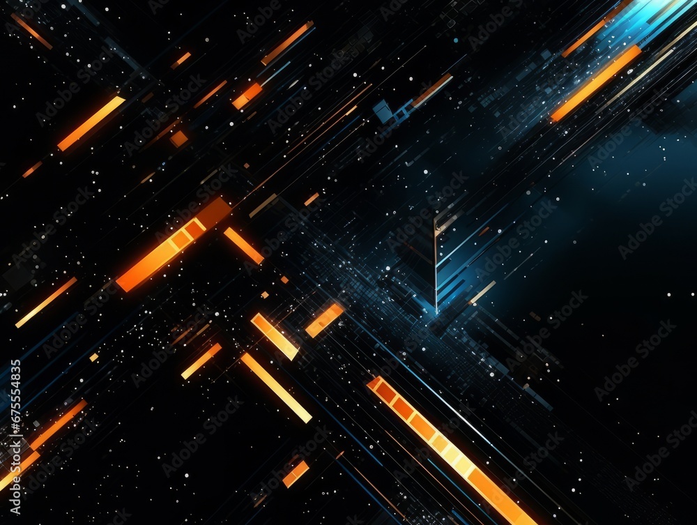 Abstract sci-fi blue and orange background, concept of digital future., AI Abstract sci-fi blue and orange background, concept of digital future., AI