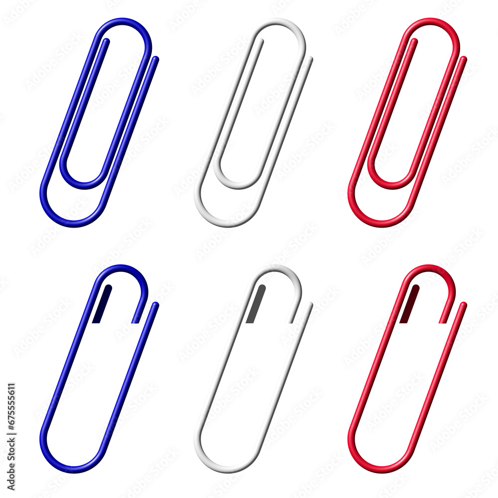 Büroklammern in den Farben der französischen Flagge Büroklammern in den Farben der französischen Flagge