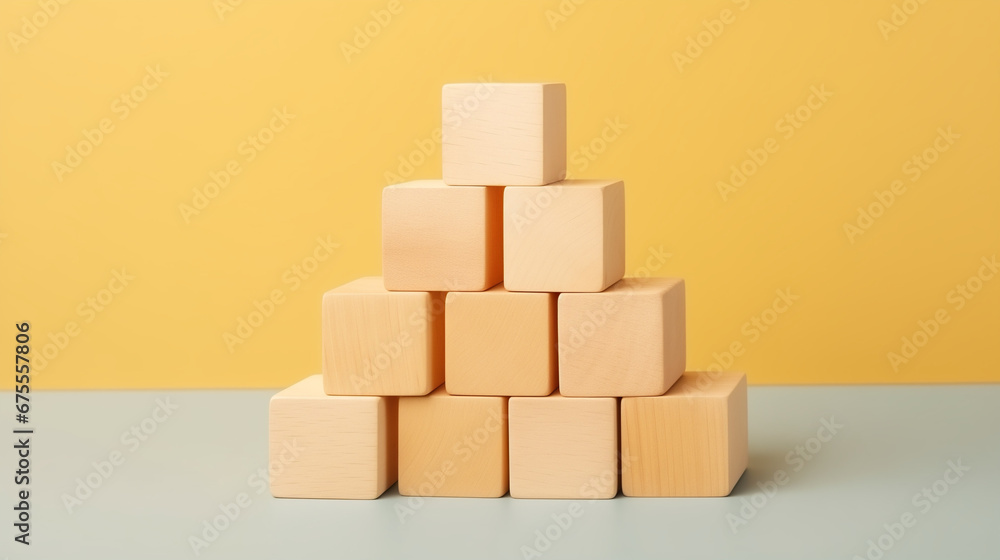 Close up of small wooden block cubes on the ground. Image for business industry and ideas. New perspectives Close up of small wooden block cubes on the ground. Image for business industry and ideas. New perspectives