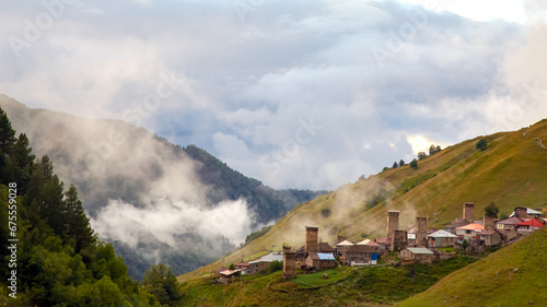 mountain village Adishi in Georgia photo