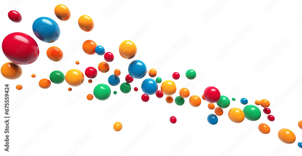 3D rendering colorful round shapes bubble ball collection, transparent background. Generative AI