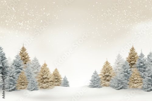 Contemporary minimalist Christmas backdrop. Serene winter landscape.