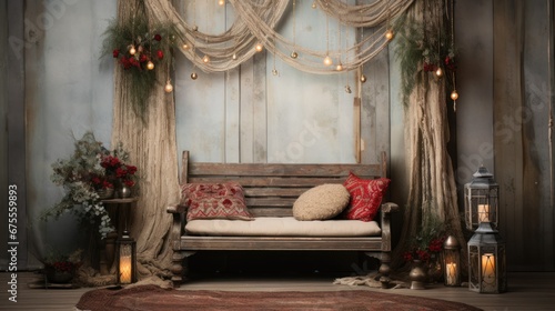 Christmas Bohemian Elegance Photography. Design studio backdrop.