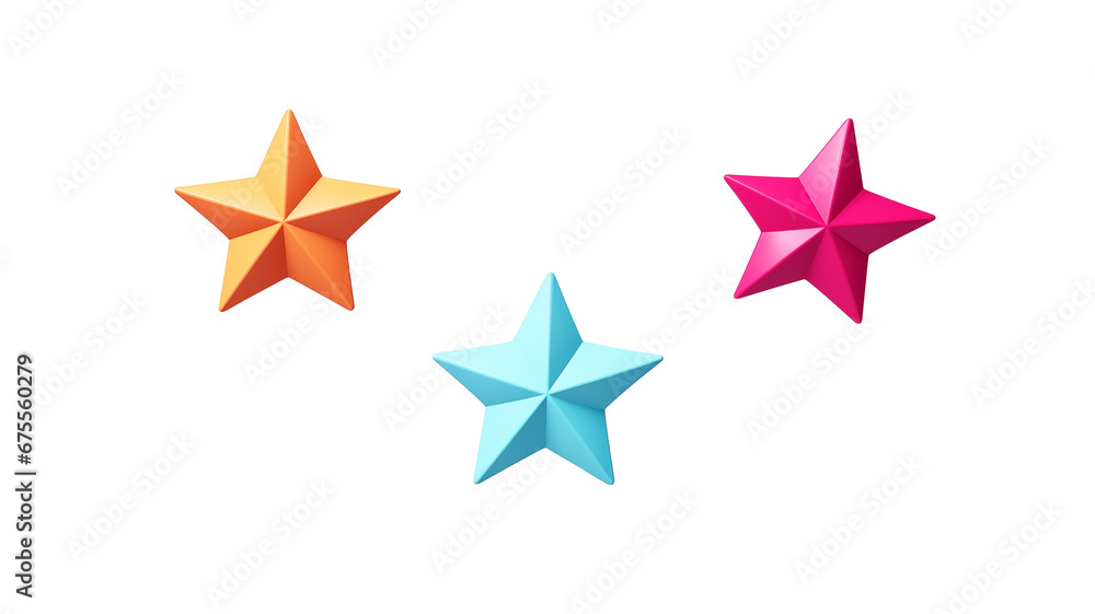 3d render stars, cartoon style cute decoration elements isolated on transparent background. Generative AI 3d render stars, cartoon style cute decoration elements isolated on transparent background. Generative AI