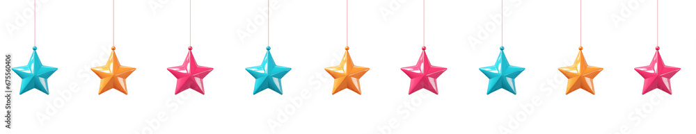 3d render hanging stars, cartoon style cute decoration elements isolated on transparent background. Generative AI 3d render hanging stars, cartoon style cute decoration elements isolated on transparent background. Generative AI