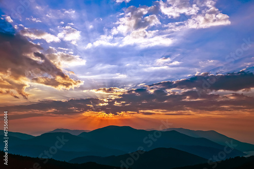bright sunny dawn in the mountains © photosaint