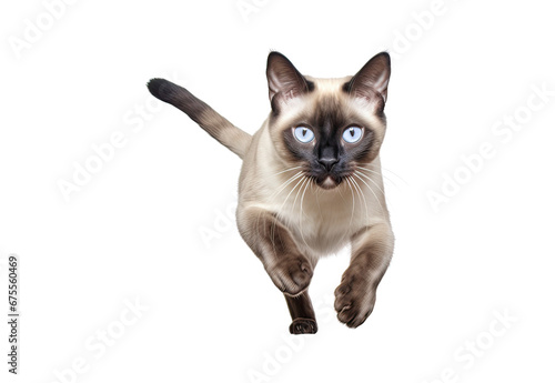 Siamese cat running on a white and isolated © I Love Png