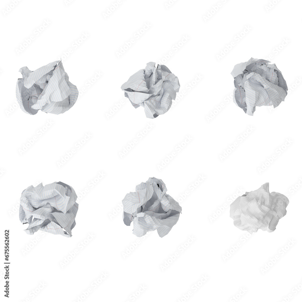 3D rendering illustration of crampled paper