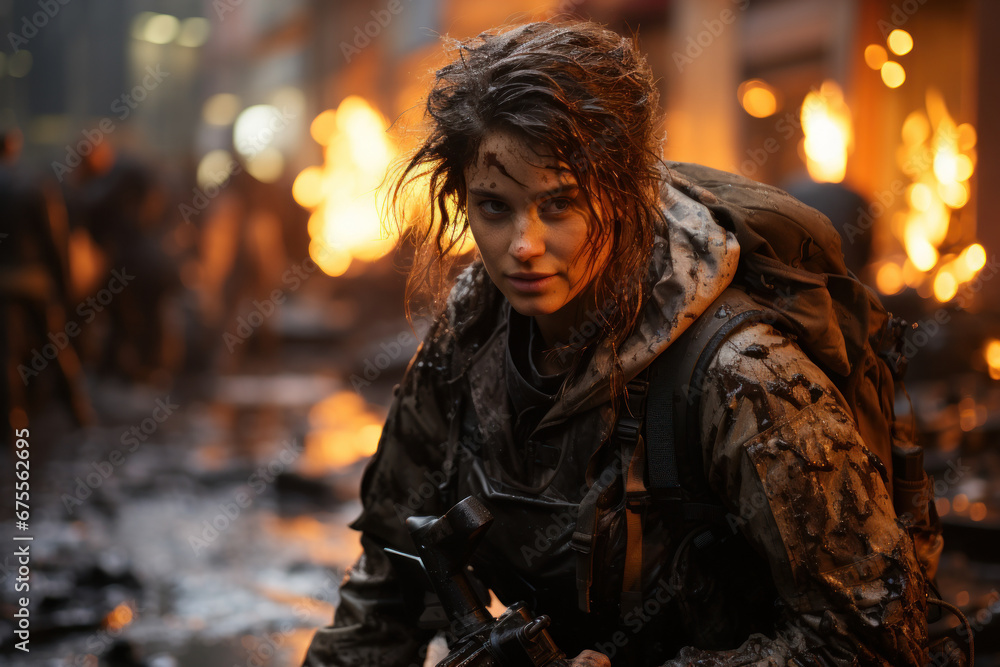 A photojournalist capturing a powerful image during a conflict, emphasizing the bravery of war correspondents. Generative Ai. A photojournalist capturing a powerful image during a conflict, emphasizing the bravery of war correspondents. Generative Ai.