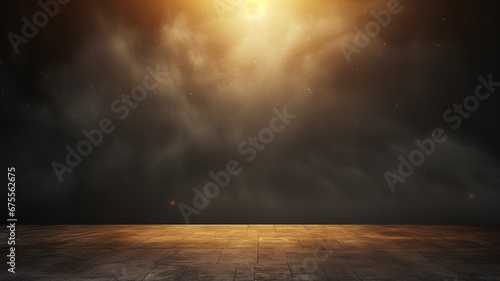 empty dark background, concrete stone, dark floor, night light background with spotlight © Vahagn