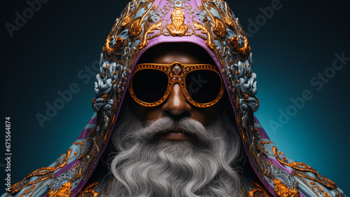 Reyes Magos. respected persons who, according to Gospel of Matthew, brought gifts to Jesus Christ after learning of Messiah's birth Three wise men magicians priests banner greeting card copy space. photo