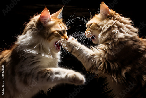 cats fighting against each other photo