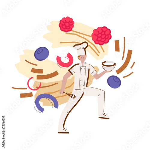 Chef character. Flat illustration of cook on white