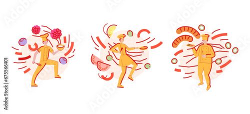 Chef character set. Flat illustration of cooks