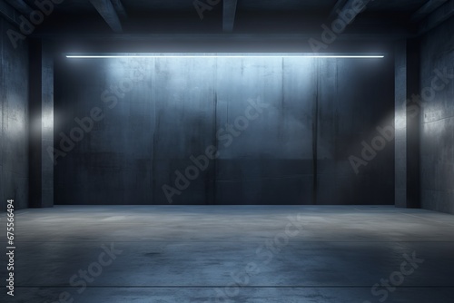 Empty building hangar with the door cracked open with room for text or copy space. Photo realistic 3d interior render © Sergio Lucci