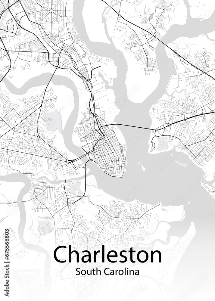 Naklejka premium Charleston South Carolina minimalist map
