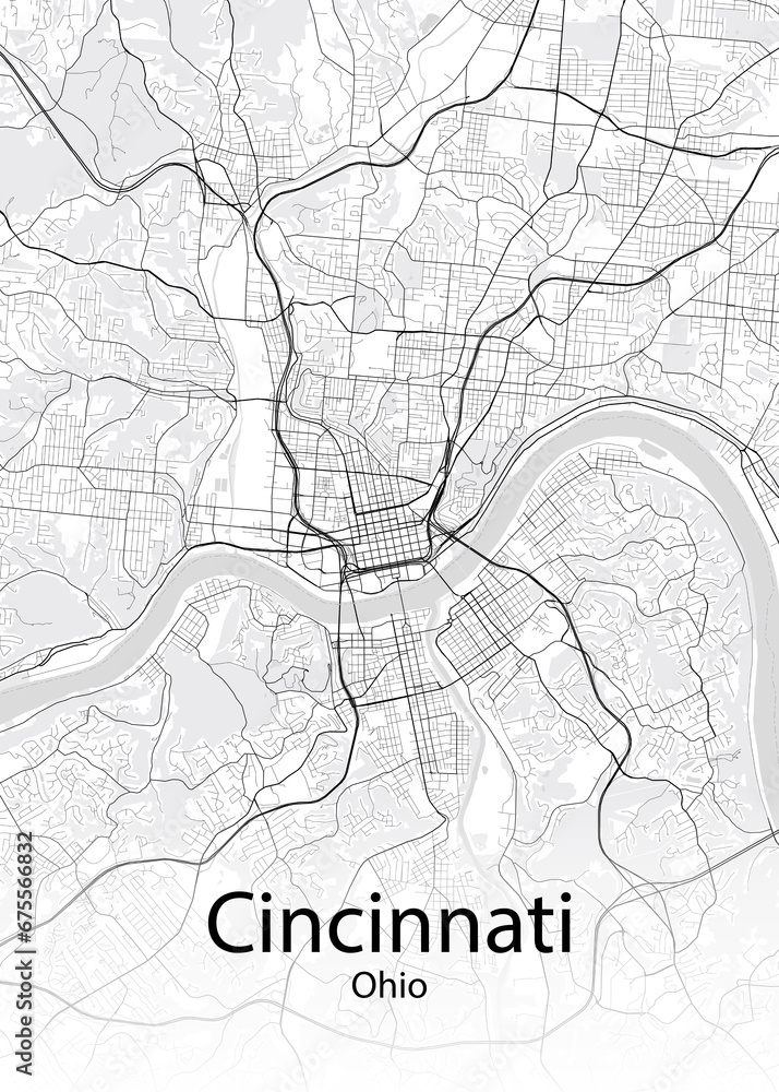 Cincinnati Ohio minimalist map