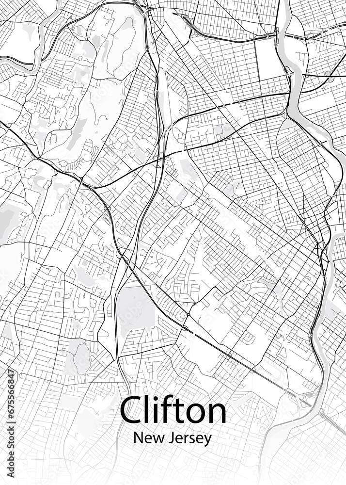 Clifton New Jersey minimalist map