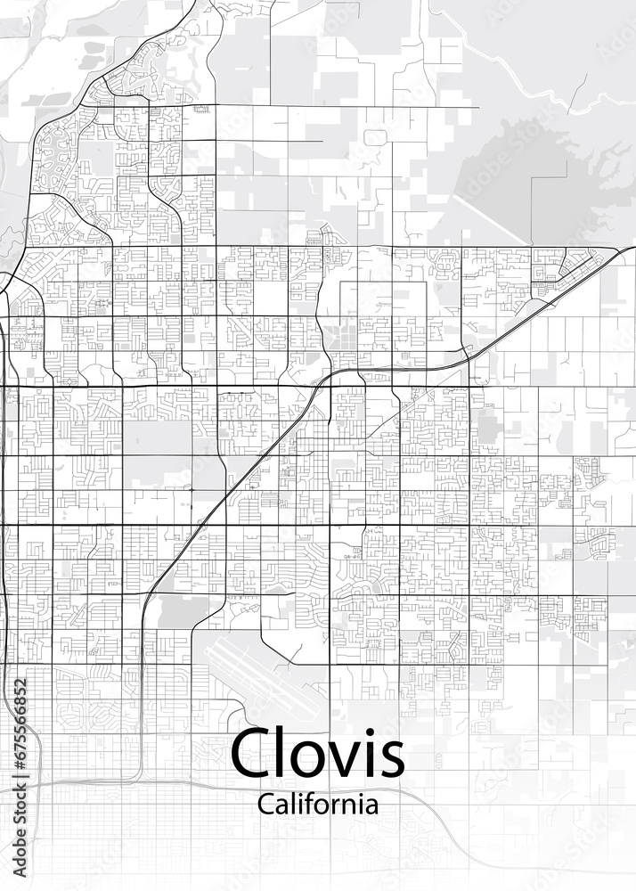 Clovis California minimalist map