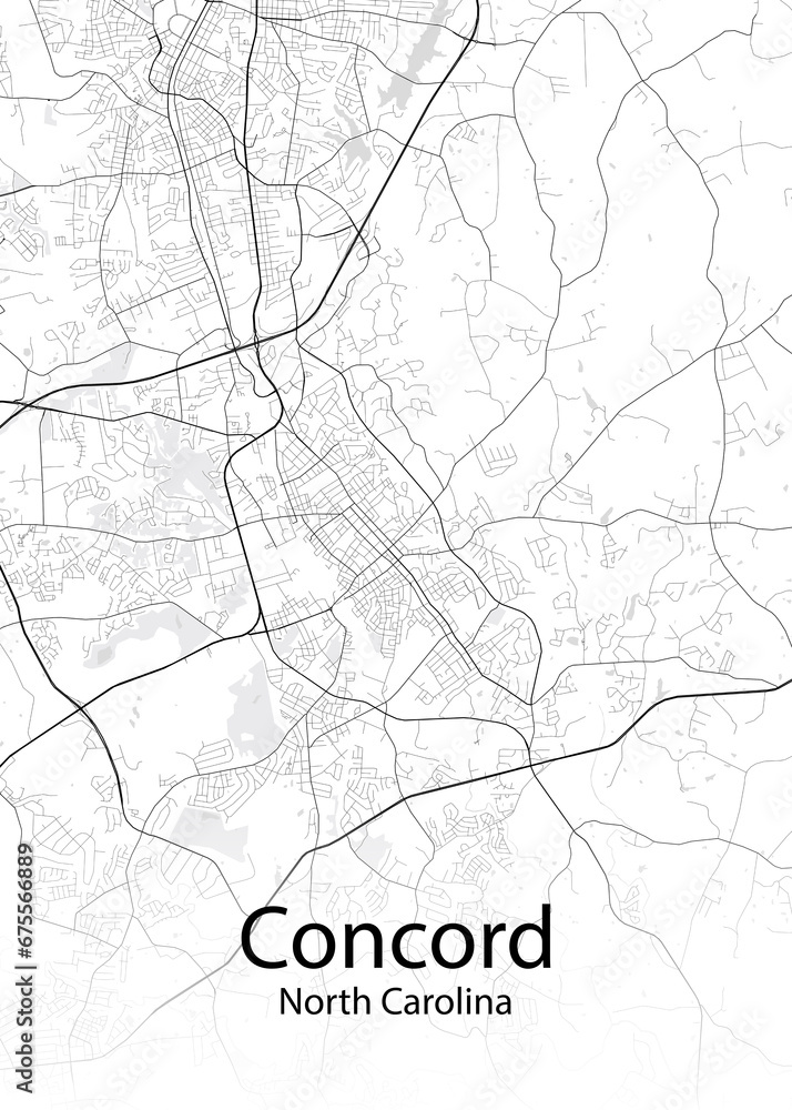 Concord North Carolina minimalist map