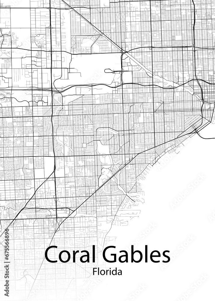 Coral Gables Florida minimalist map