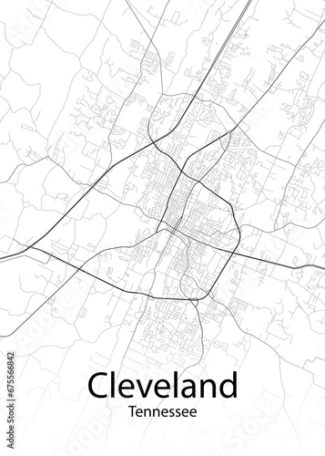 Cleveland Tennessee minimalist map