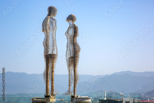 sculpture of Ali and Nino on the waterfront in Batumi, Georgia photo