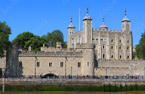Her Majesty's Royal Palace and Fortress, more commonly known as the Tower of London, is a historic castle on the north bank of the River Thames in central London