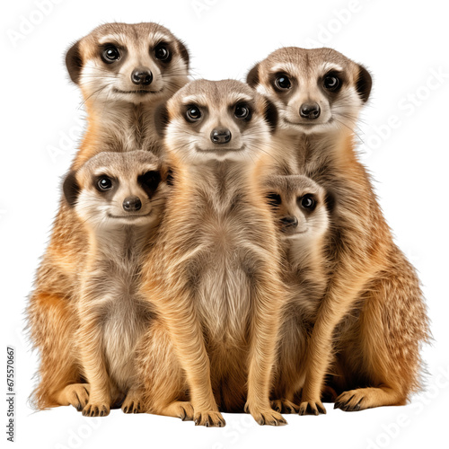 Family of meerkats on transparent background