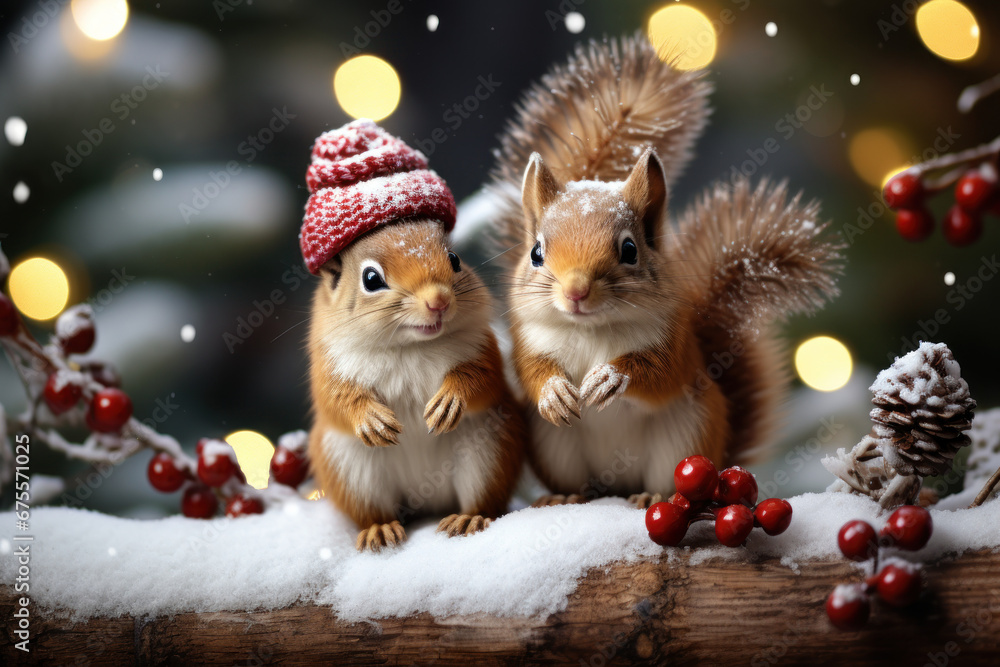 A Christmas card with a focus on wildlife and animals, promoting awareness and conservation efforts. Generative Ai. A Christmas card with a focus on wildlife and animals, promoting awareness and conservation efforts. Generative Ai.