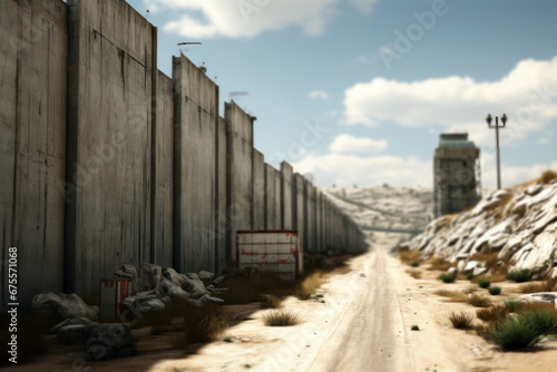 Wallpaper Mural The separation barrier, representing the physical divisions caused by the conflict. Generative Ai. Torontodigital.ca