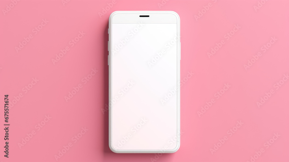 empty, blank mockup,completly white phone screen, lying flat on pink background empty, blank mockup,completly white phone screen, lying flat on pink background