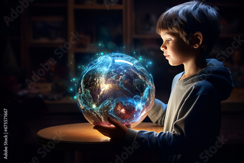 Enchanted Gaze: A Young Explorer's First Encounter with the Mysteries of Plasma ball