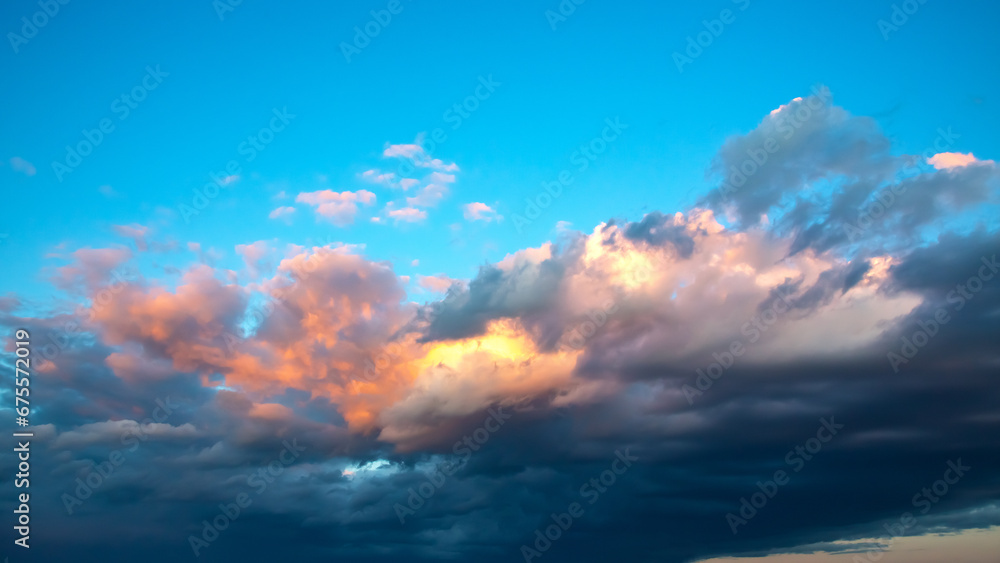 Lush colored clouds in the sky before sunset