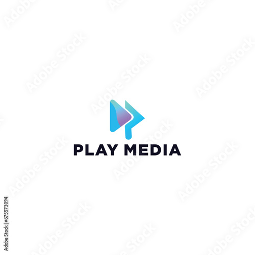 Free Download Play p media logo design with Application Logo Type Multimedia player icon design element for Music - GFXLoad