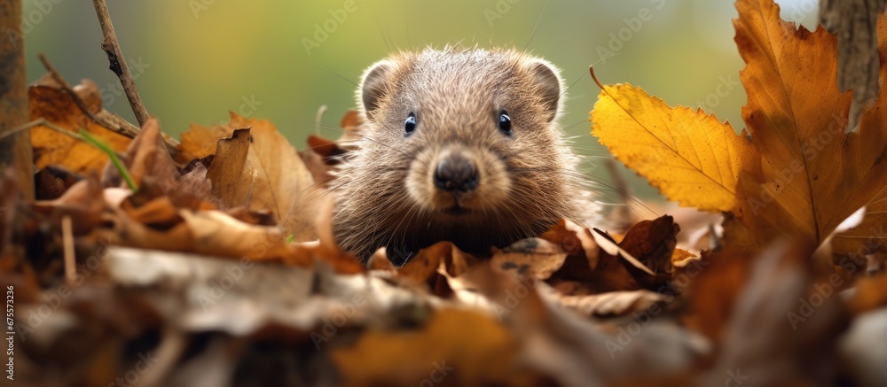 In the vast and beautiful forest a cute young mammal emerged from the foliage its fur blending seamlessly with the surrounding wildlife This adorable creature known as a groundhog or hyrax In the vast and beautiful forest a cute young mammal emerged from the foliage its fur blending seamlessly with the surrounding wildlife This adorable creature known as a groundhog or hyrax